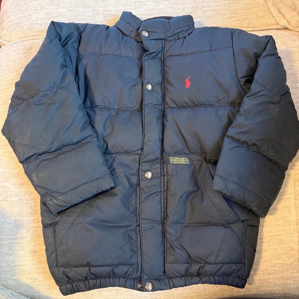 Polo Ralph Lauren Boys‎ Puffer Jacket Navy Blue Insulated Winter Coat Size 6
